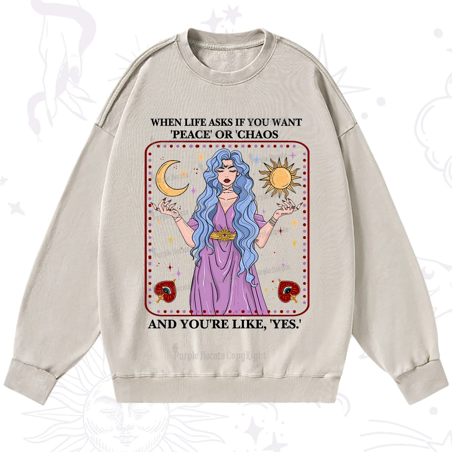 Purplehecate Peace Or Chaos Washed Sweatshirt