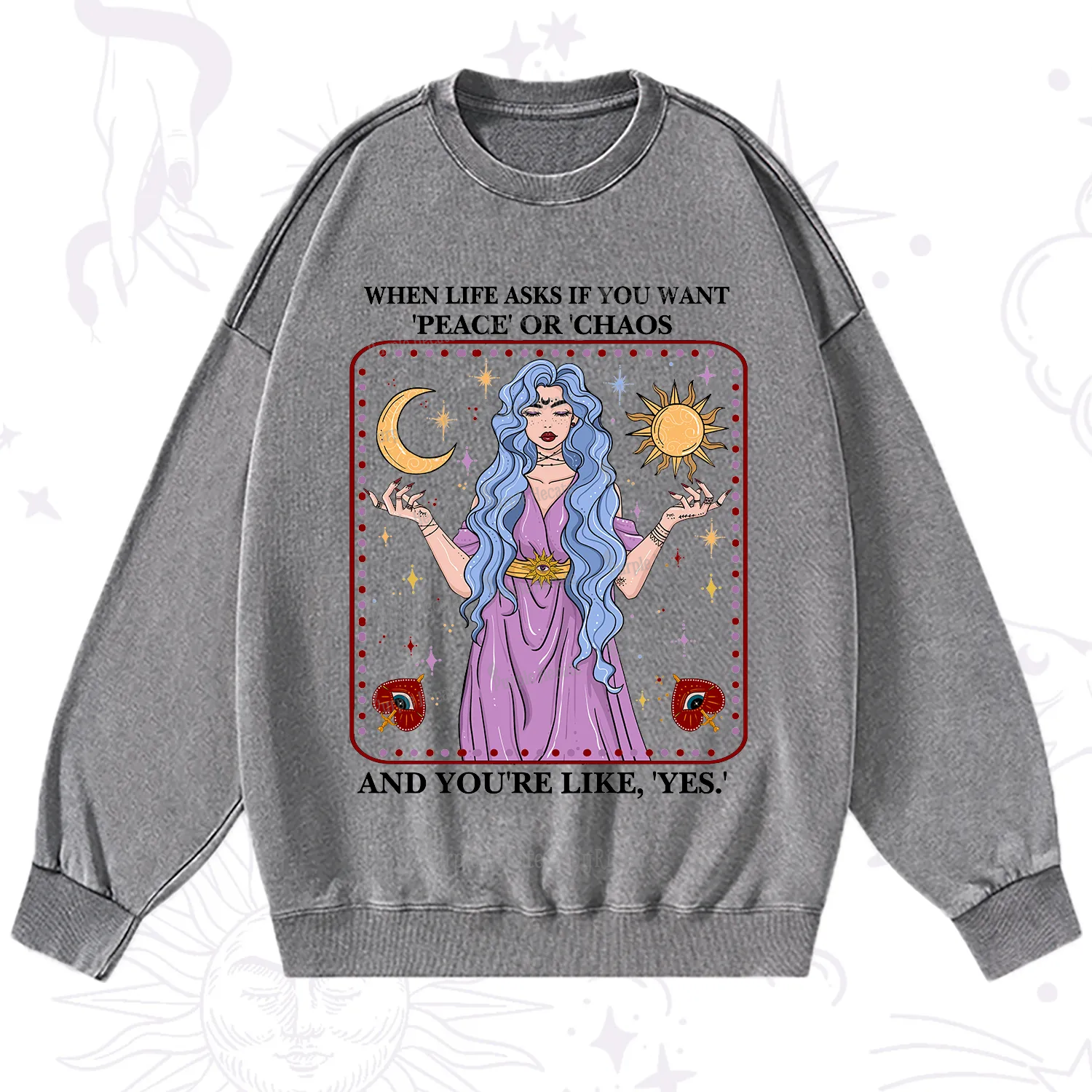 Purplehecate Peace Or Chaos Washed Sweatshirt