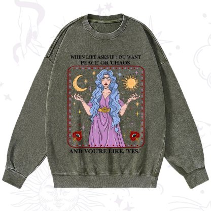 Purplehecate Peace Or Chaos Washed Sweatshirt