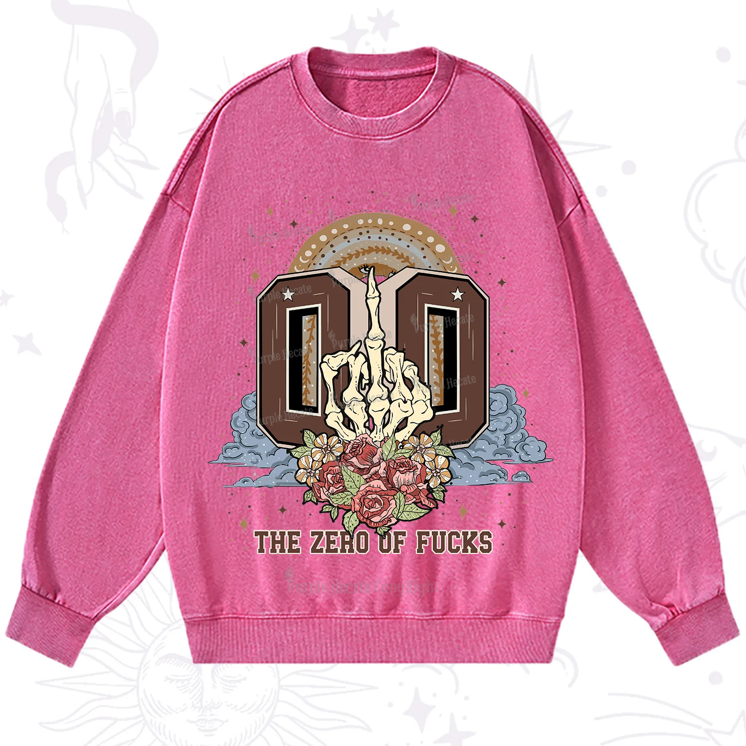 Purplehecate The Zero of Fucks No Apologies Washed Sweatshirt