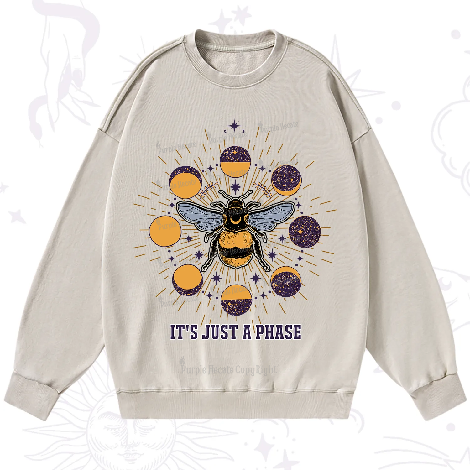 Purplehecate It's Just a Moon Bee Phase Washed Sweatshirt