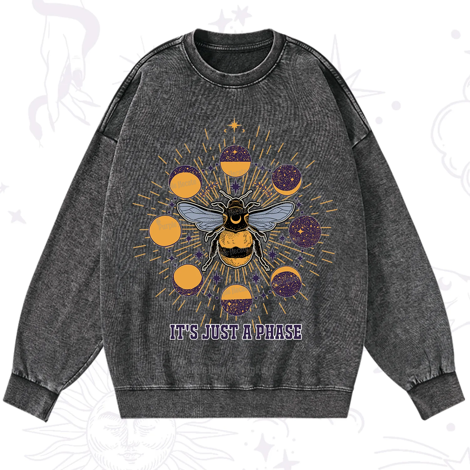 Purplehecate It's Just a Moon Bee Phase Washed Sweatshirt