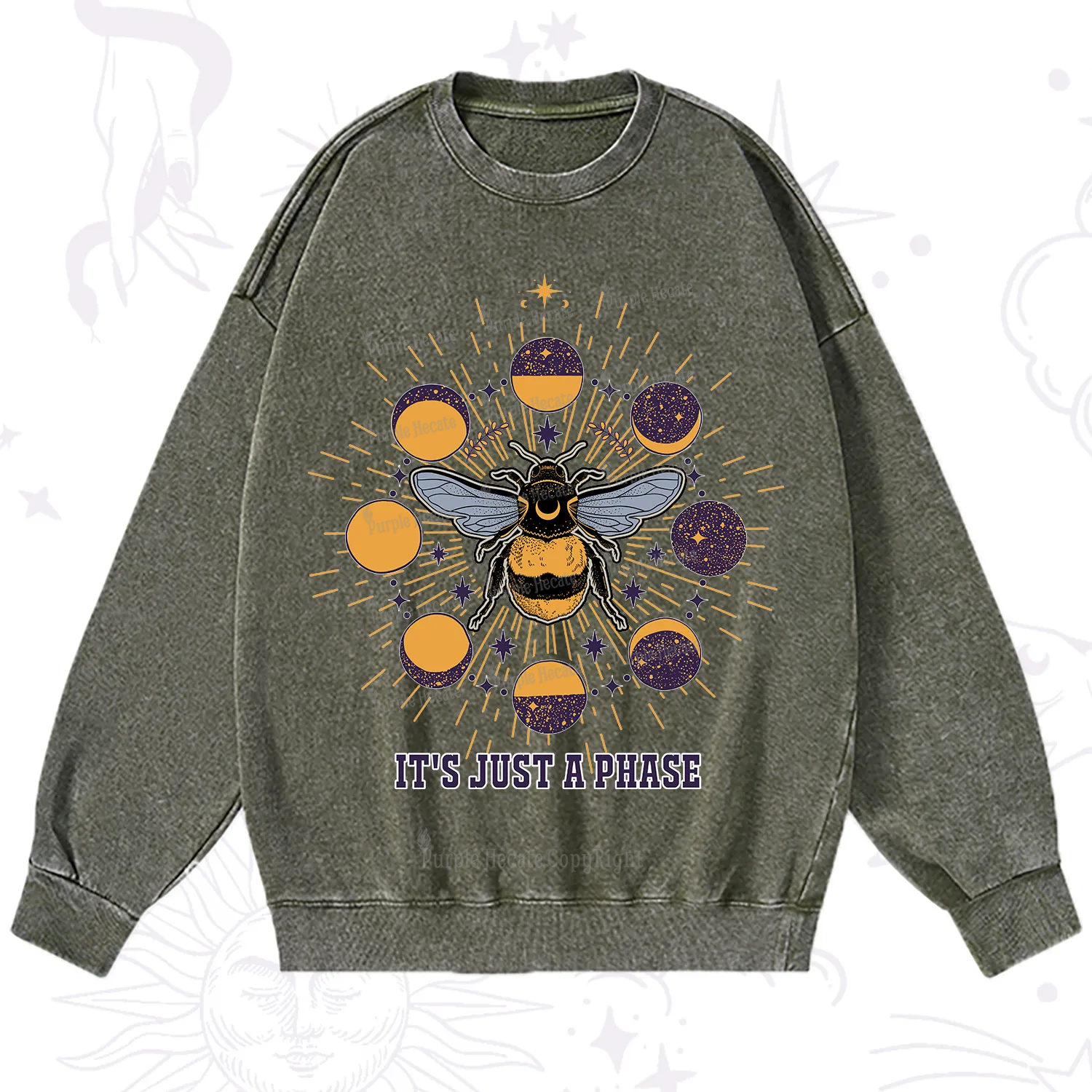 Purplehecate It's Just a Moon Bee Phase Washed Sweatshirt
