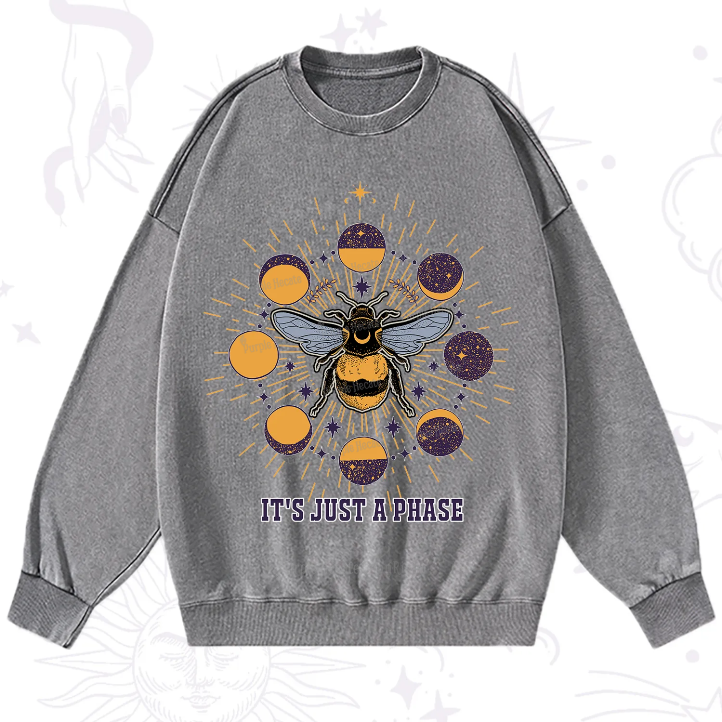 Purplehecate It's Just a Moon Bee Phase Washed Sweatshirt