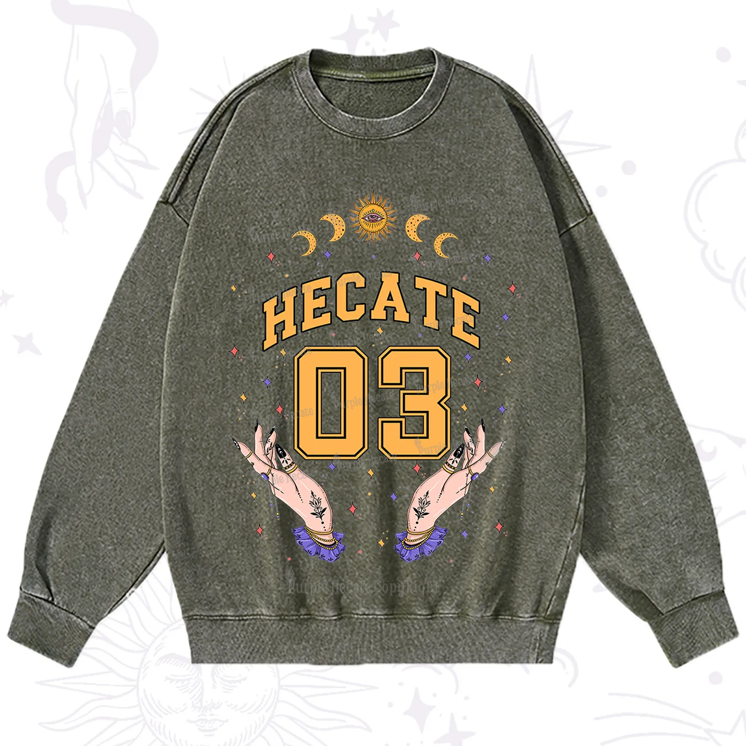 Purplehecate Hecate Moonlight Sorcery Washed Sweatshirt