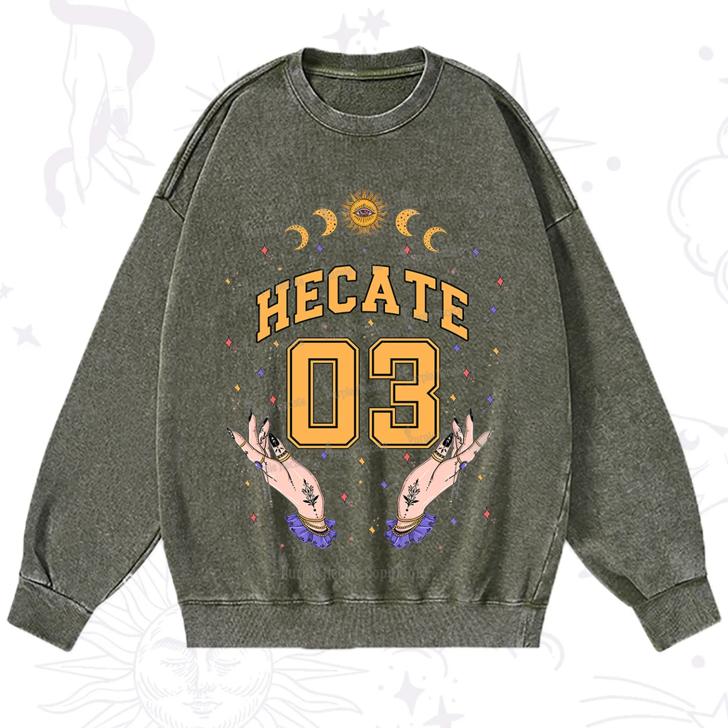 Purplehecate Hecate Moonlight Sorcery Washed Sweatshirt