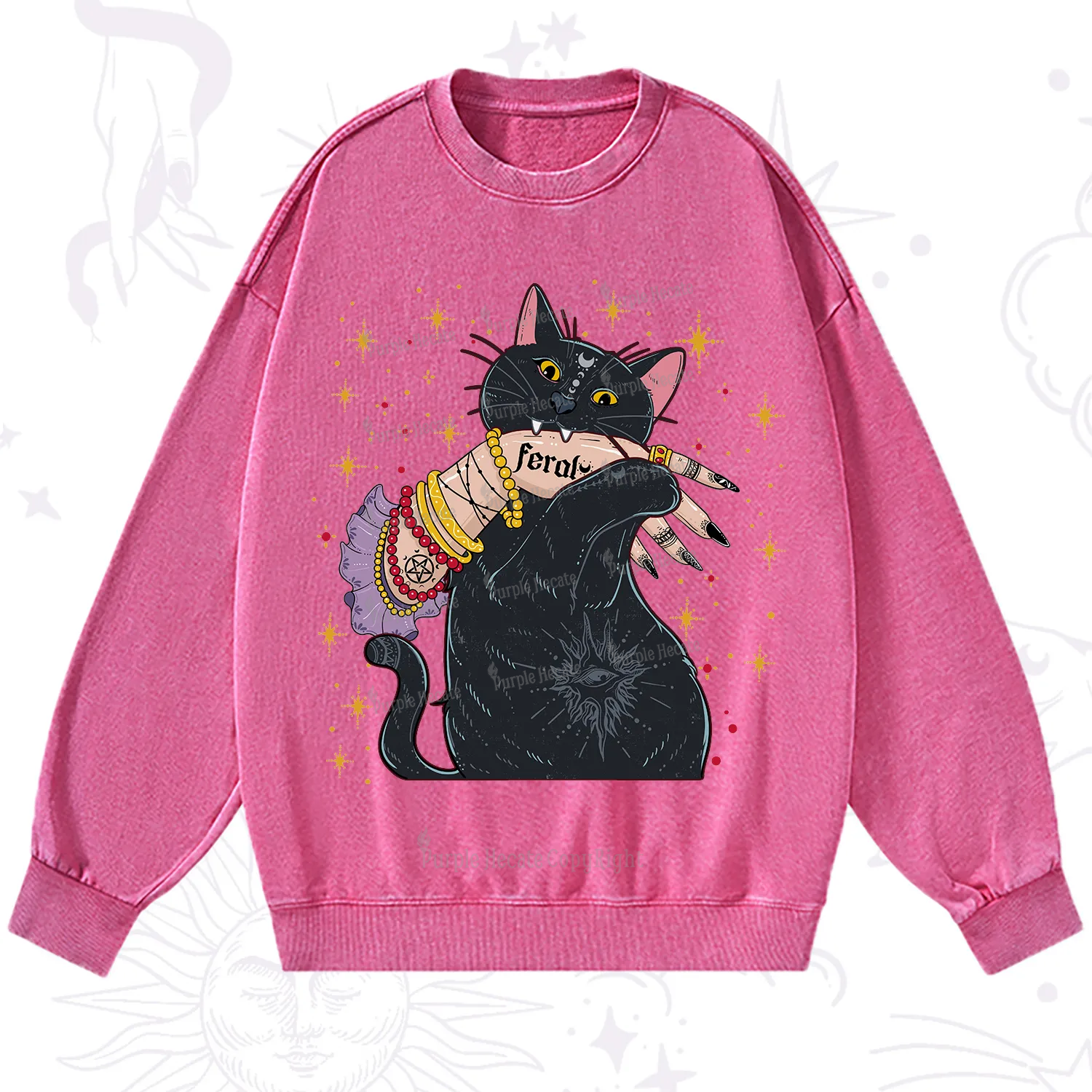 Purplehecate Feral Cat Washed Sweatshirt