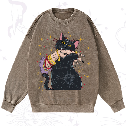 Purplehecate Feral Cat Washed Sweatshirt