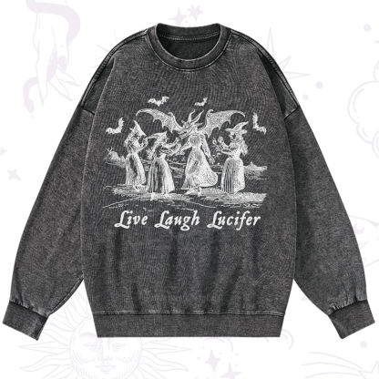 Purplehecate Live Laugh Lucifer Occult Washed Sweatshirt