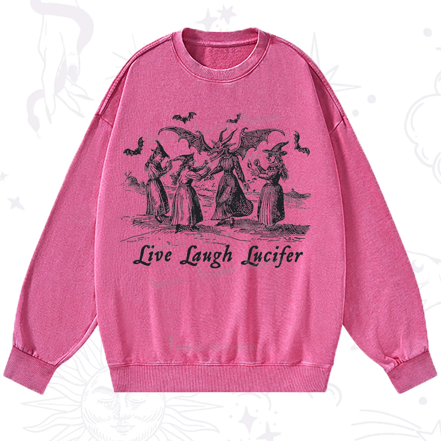 Purplehecate Live Laugh Lucifer Occult Washed Sweatshirt