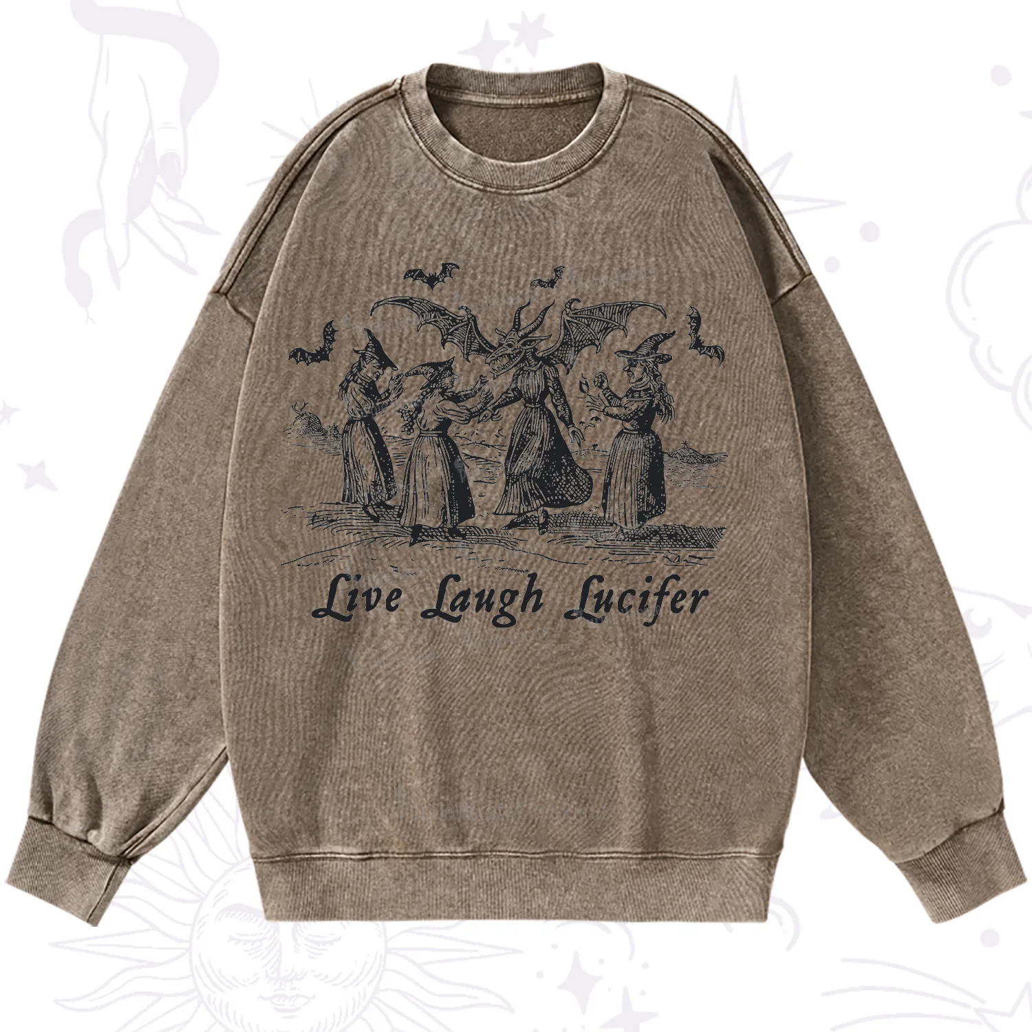 Purplehecate Live Laugh Lucifer Occult Washed Sweatshirt