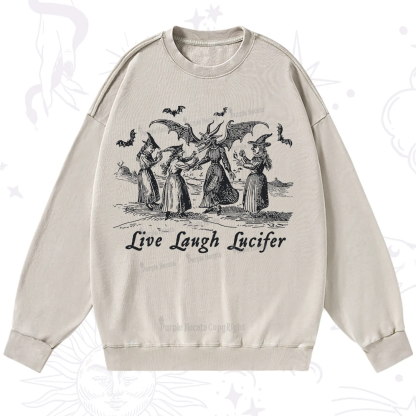 Purplehecate Live Laugh Lucifer Occult Washed Sweatshirt
