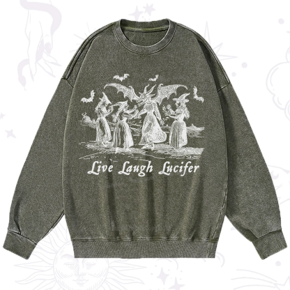 Purplehecate Live Laugh Lucifer Occult Washed Sweatshirt