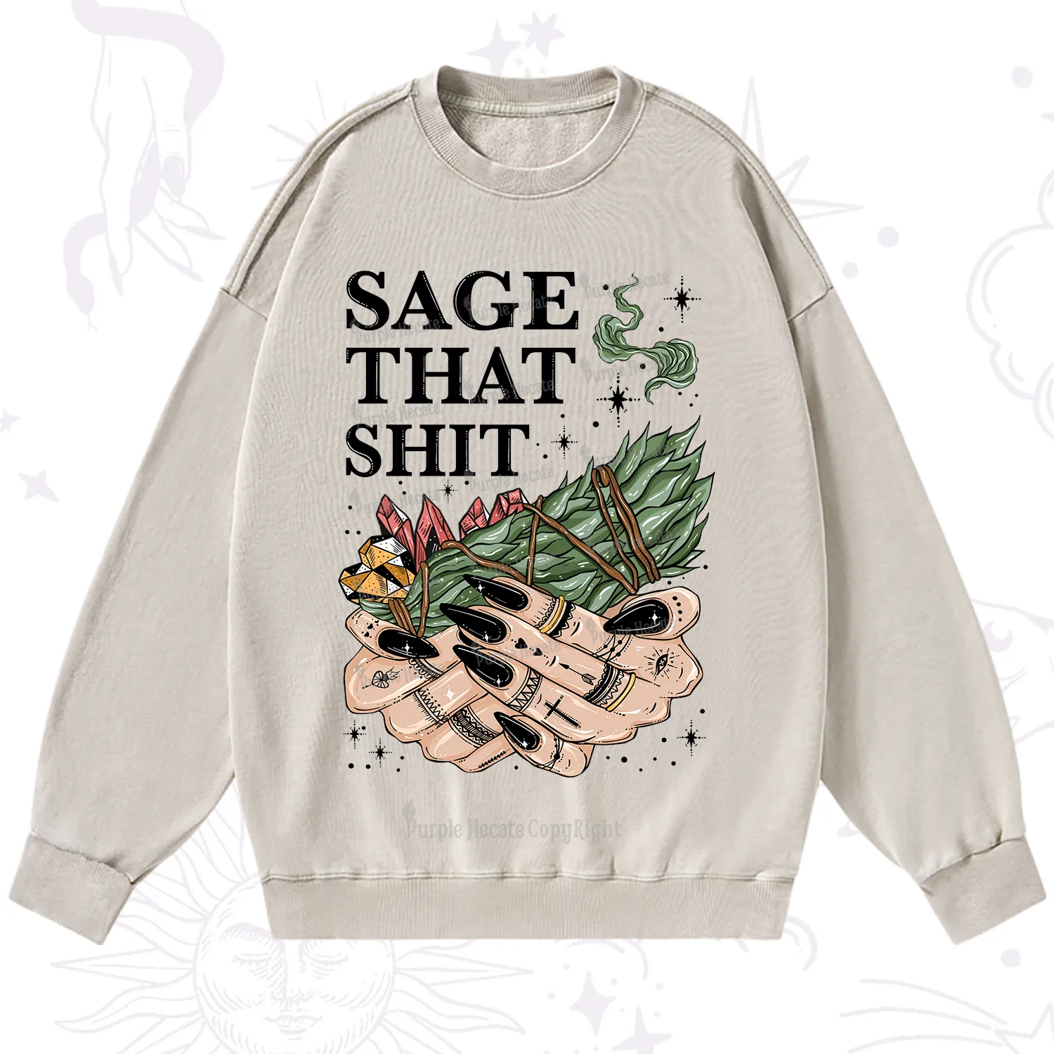 Purplehecate Smudge That Shit Washed Sweatshirt