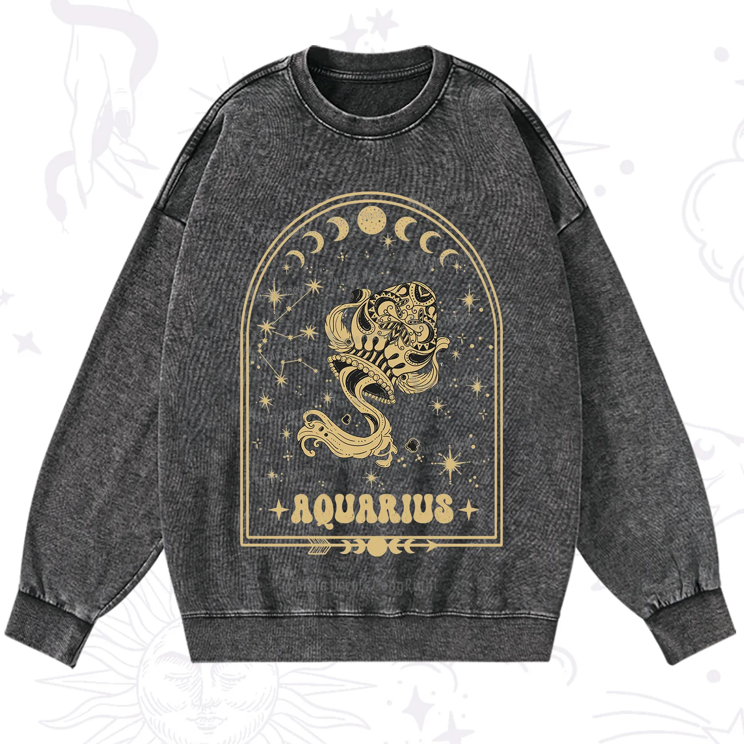 Purplehecate Zodiac Aquarius Under the Stars Washed Sweatshirt
