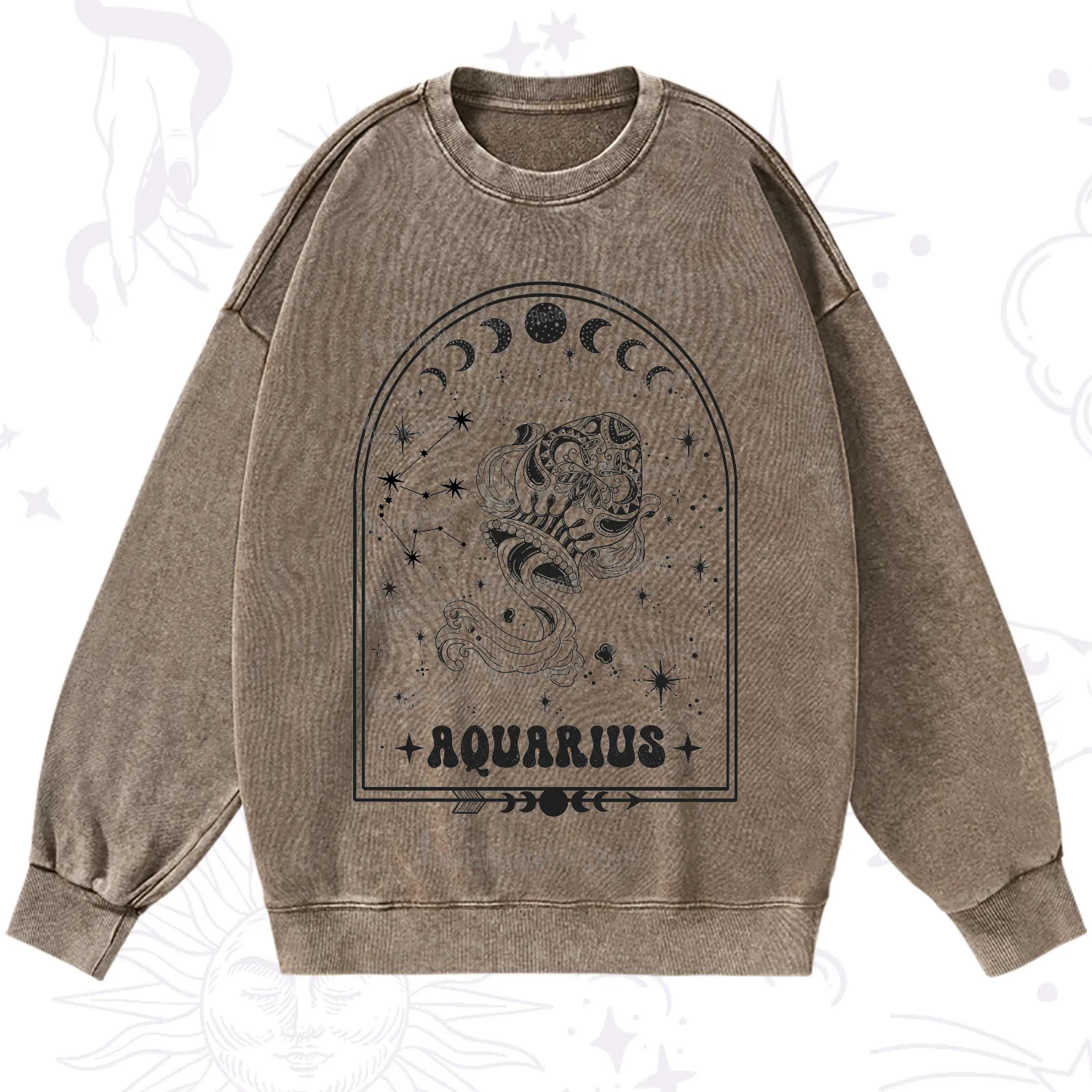 Purplehecate Zodiac Aquarius Under the Stars Washed Sweatshirt