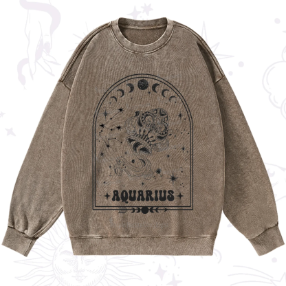 Purplehecate Zodiac Aquarius Under the Stars Washed Sweatshirt