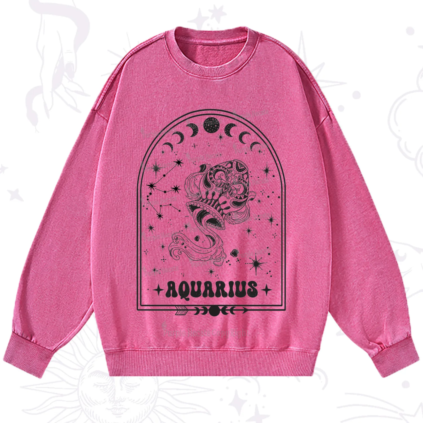 Purplehecate Zodiac Aquarius Under the Stars Washed Sweatshirt