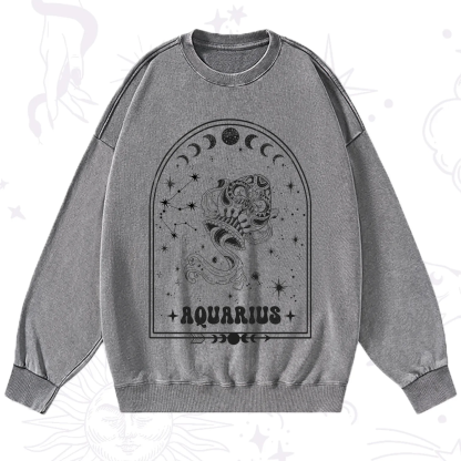 Purplehecate Zodiac Aquarius Under the Stars Washed Sweatshirt