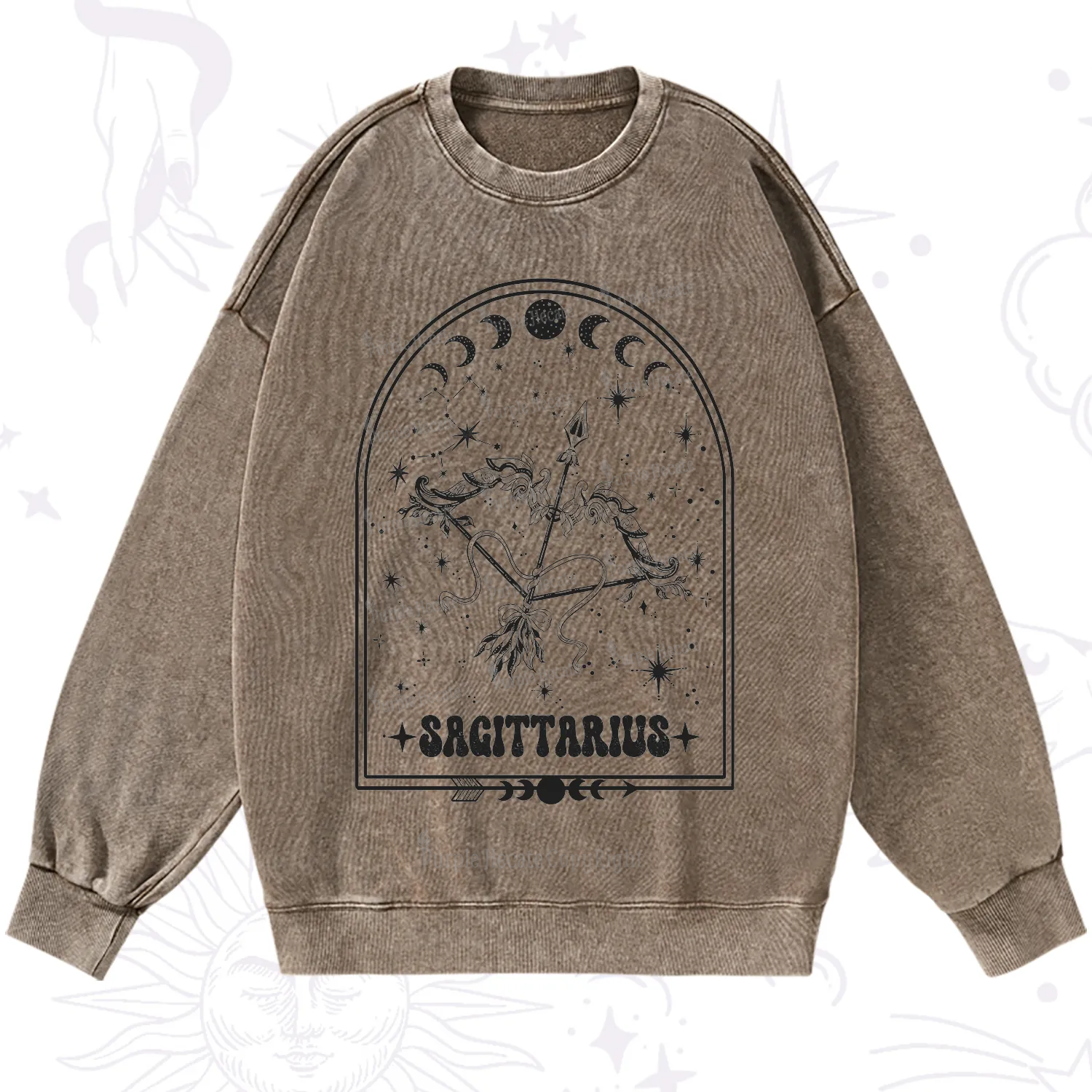 Purplehecate Zodiac Sagittarius Under the Stars Washed Sweatshirt