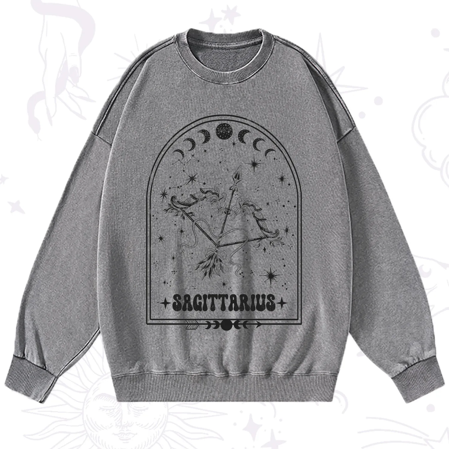 Purplehecate Zodiac Sagittarius Under the Stars Washed Sweatshirt