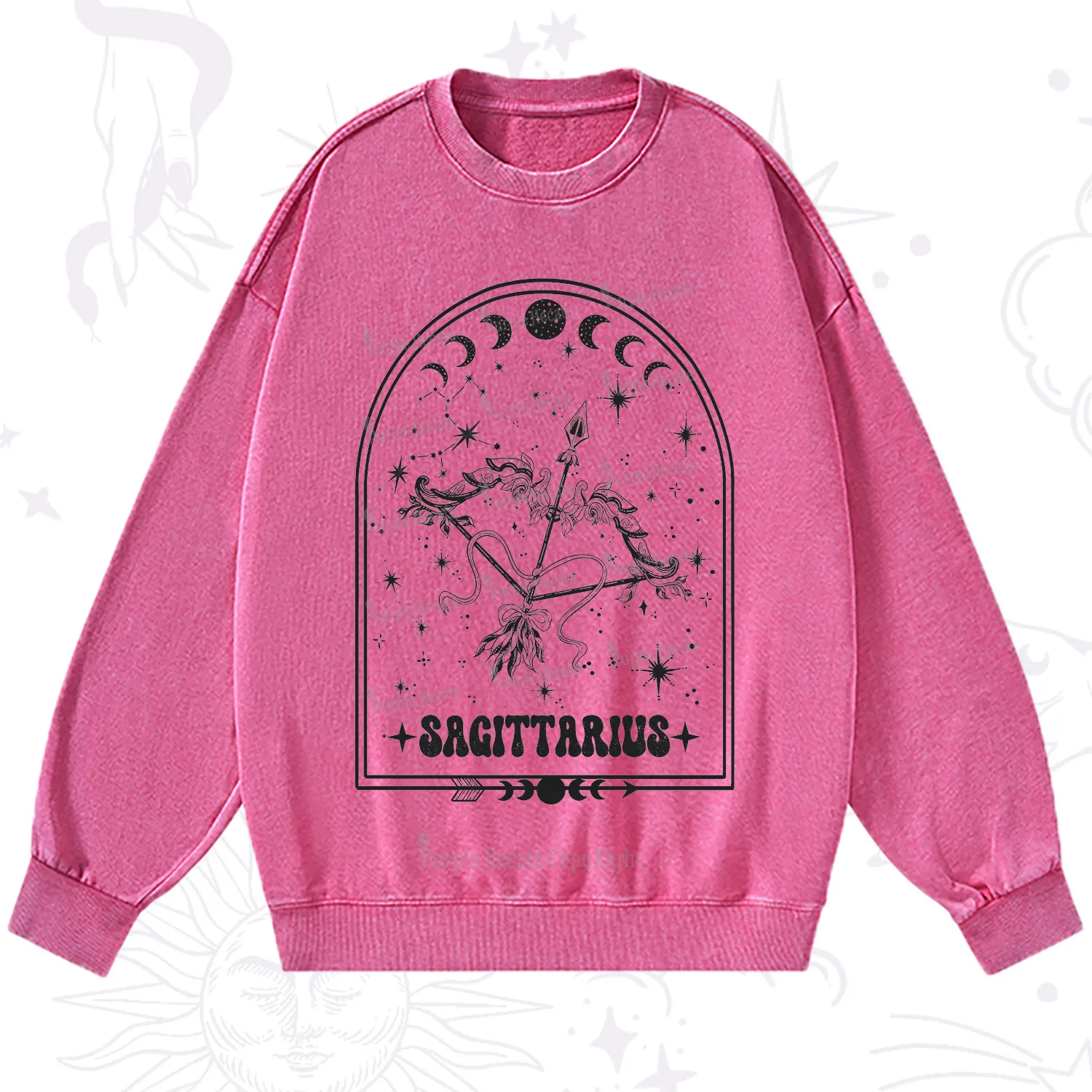 Purplehecate Zodiac Sagittarius Under the Stars Washed Sweatshirt