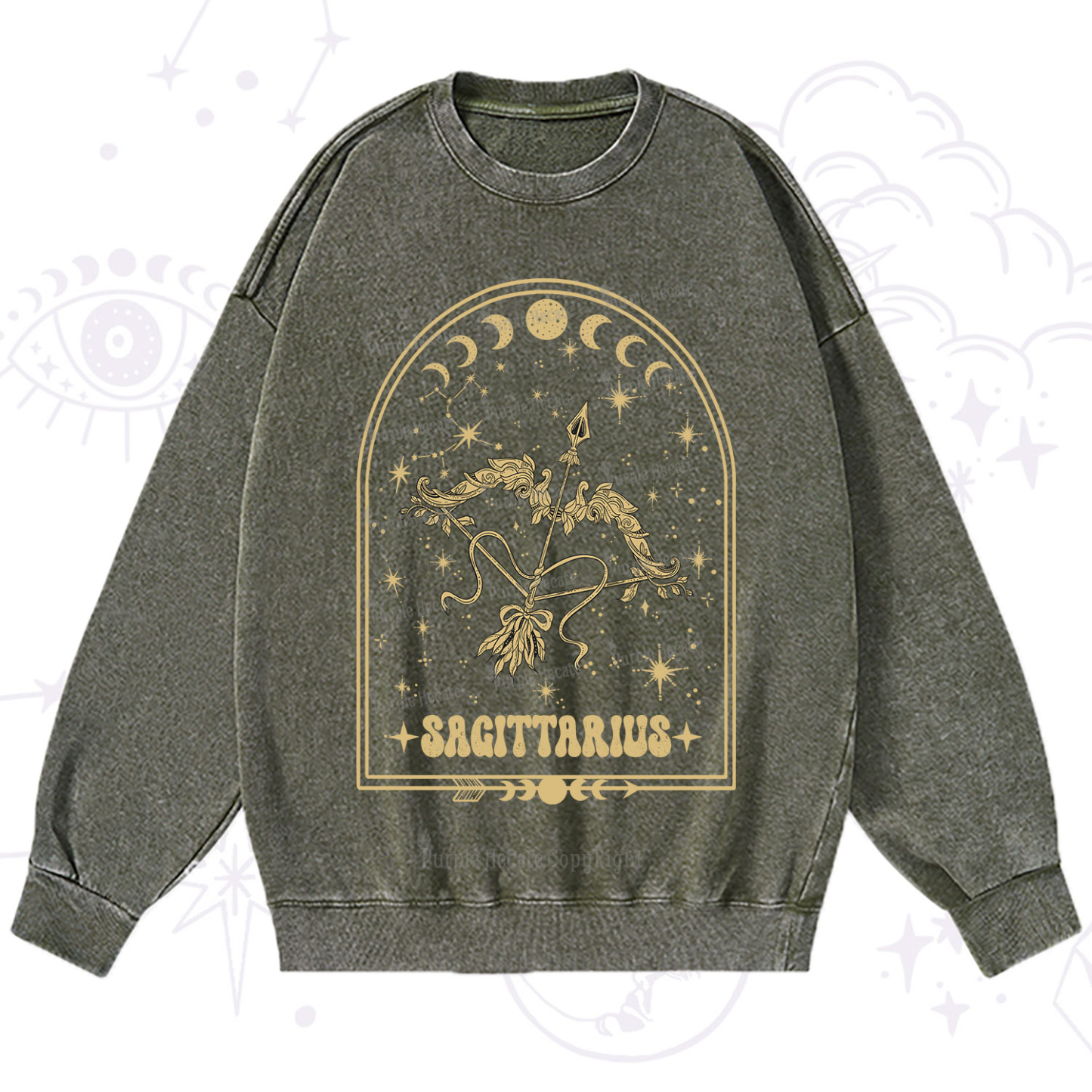 Purplehecate Zodiac Sagittarius Under the Stars Washed Sweatshirt