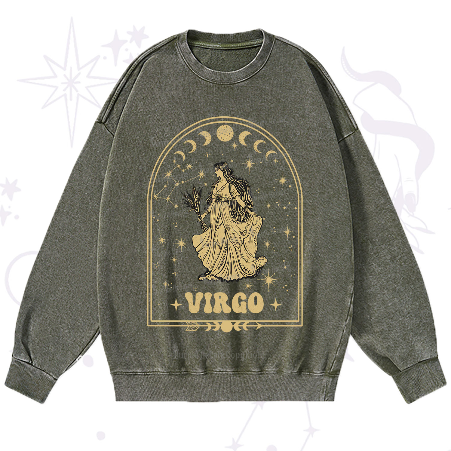 Purplehecate Zodiac Virgo Under the Stars Washed Sweatshirt