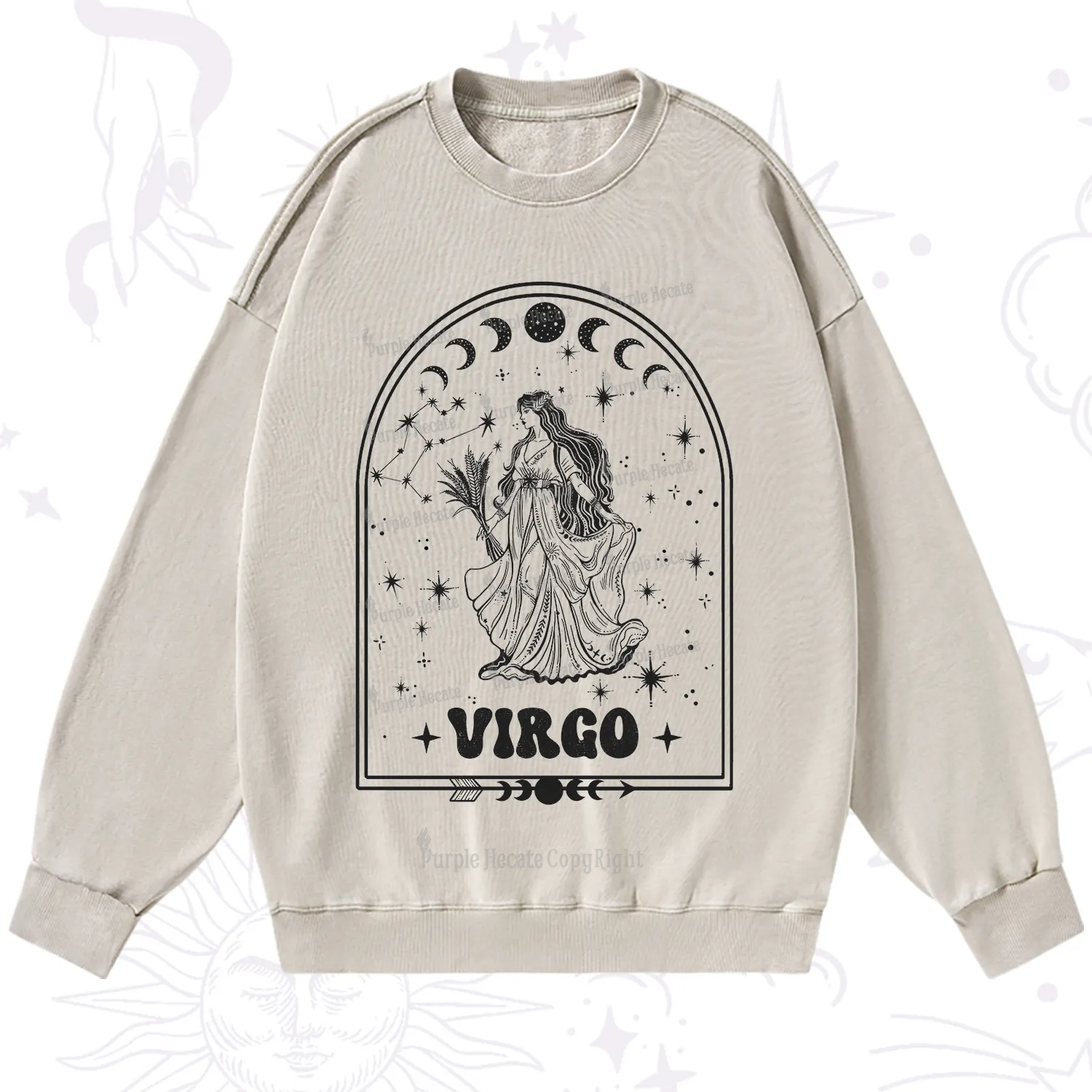 Purplehecate Zodiac Virgo Under the Stars Washed Sweatshirt