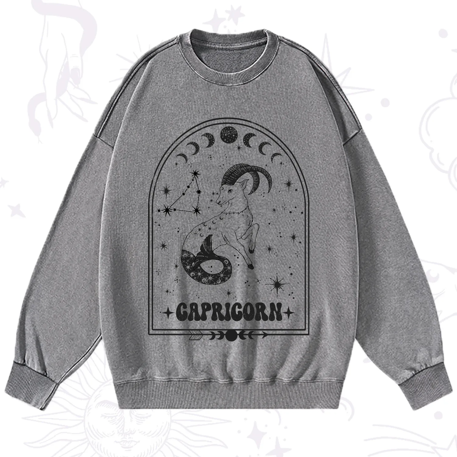 Purplehecate Zodiac Capricorn Under the Stars Washed Sweatshirt