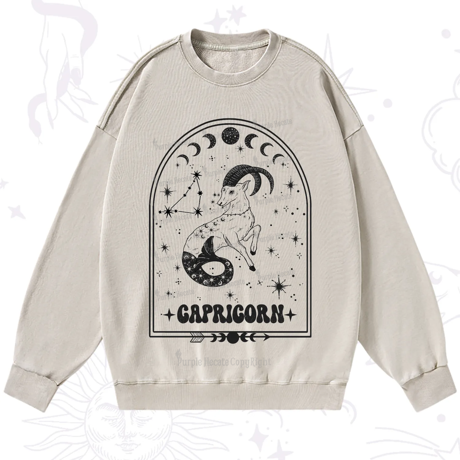 Purplehecate Zodiac Capricorn Under the Stars Washed Sweatshirt