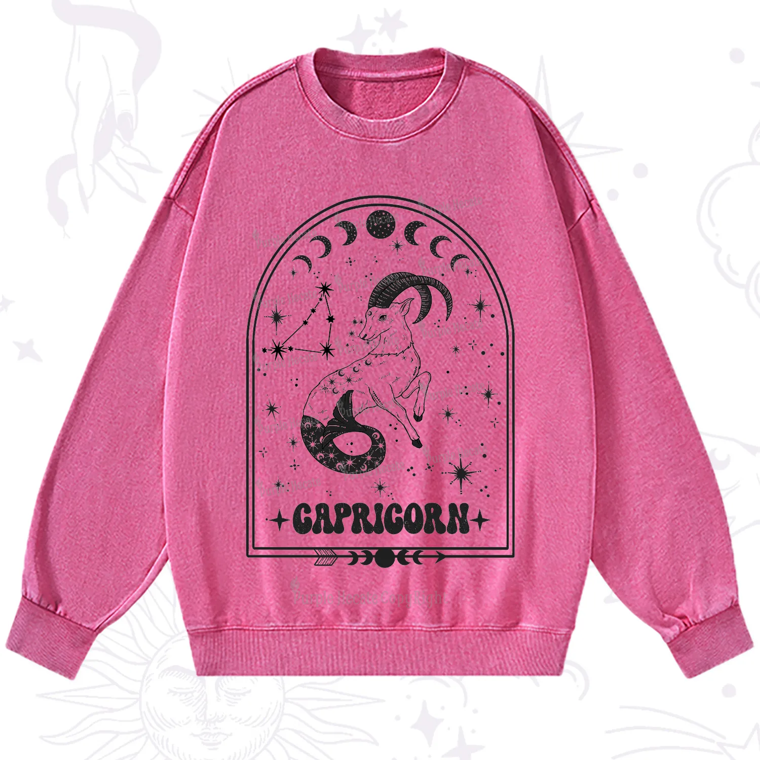 Purplehecate Zodiac Capricorn Under the Stars Washed Sweatshirt
