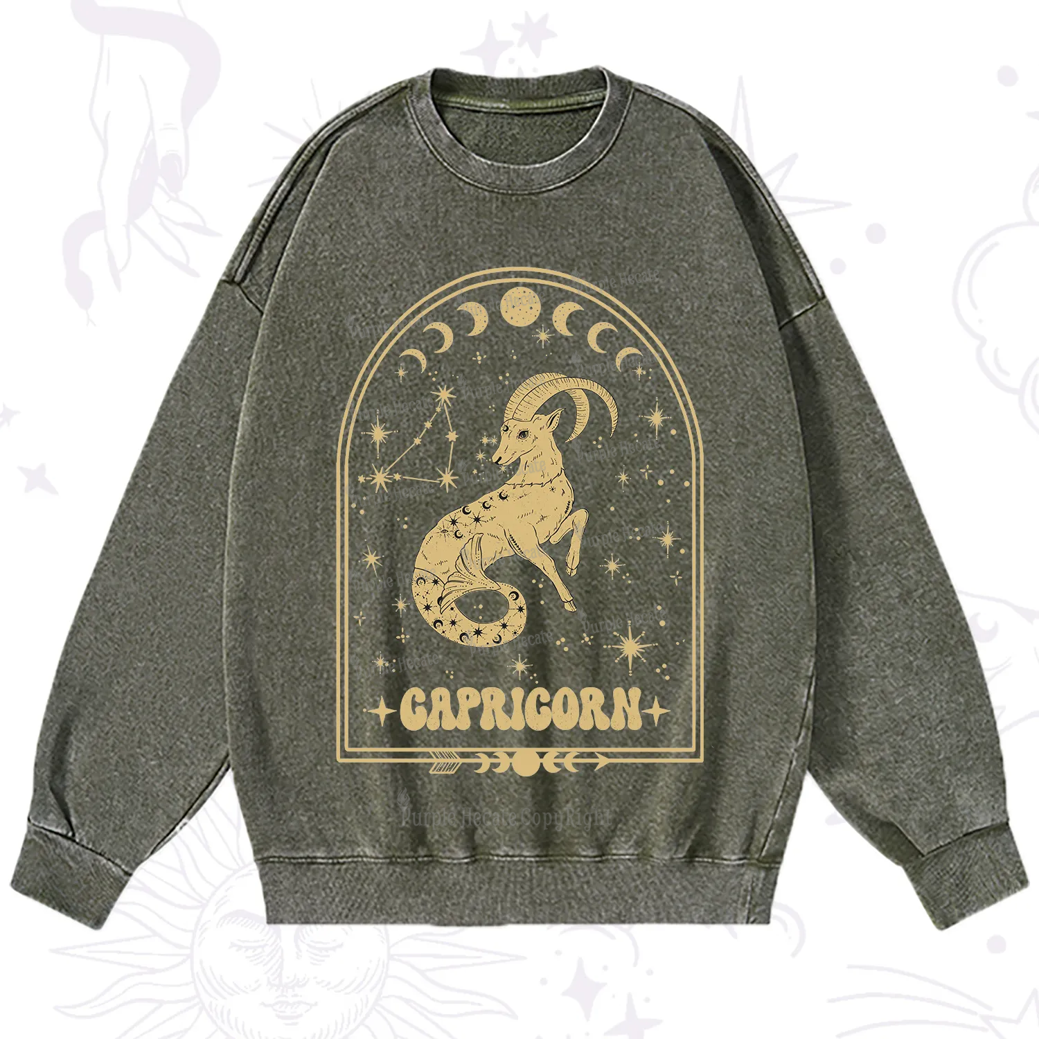 Purplehecate Zodiac Capricorn Under the Stars Washed Sweatshirt