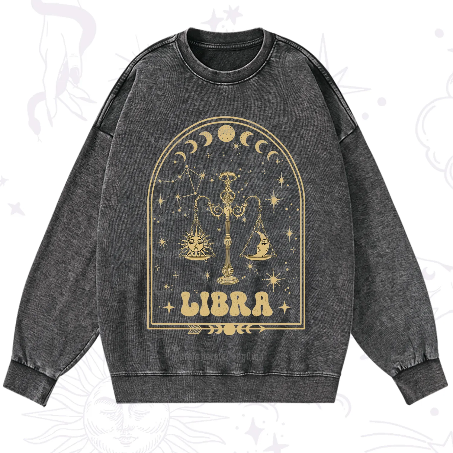 Purplehecate Zodiac Libra Under the Stars Washed Sweatshirt