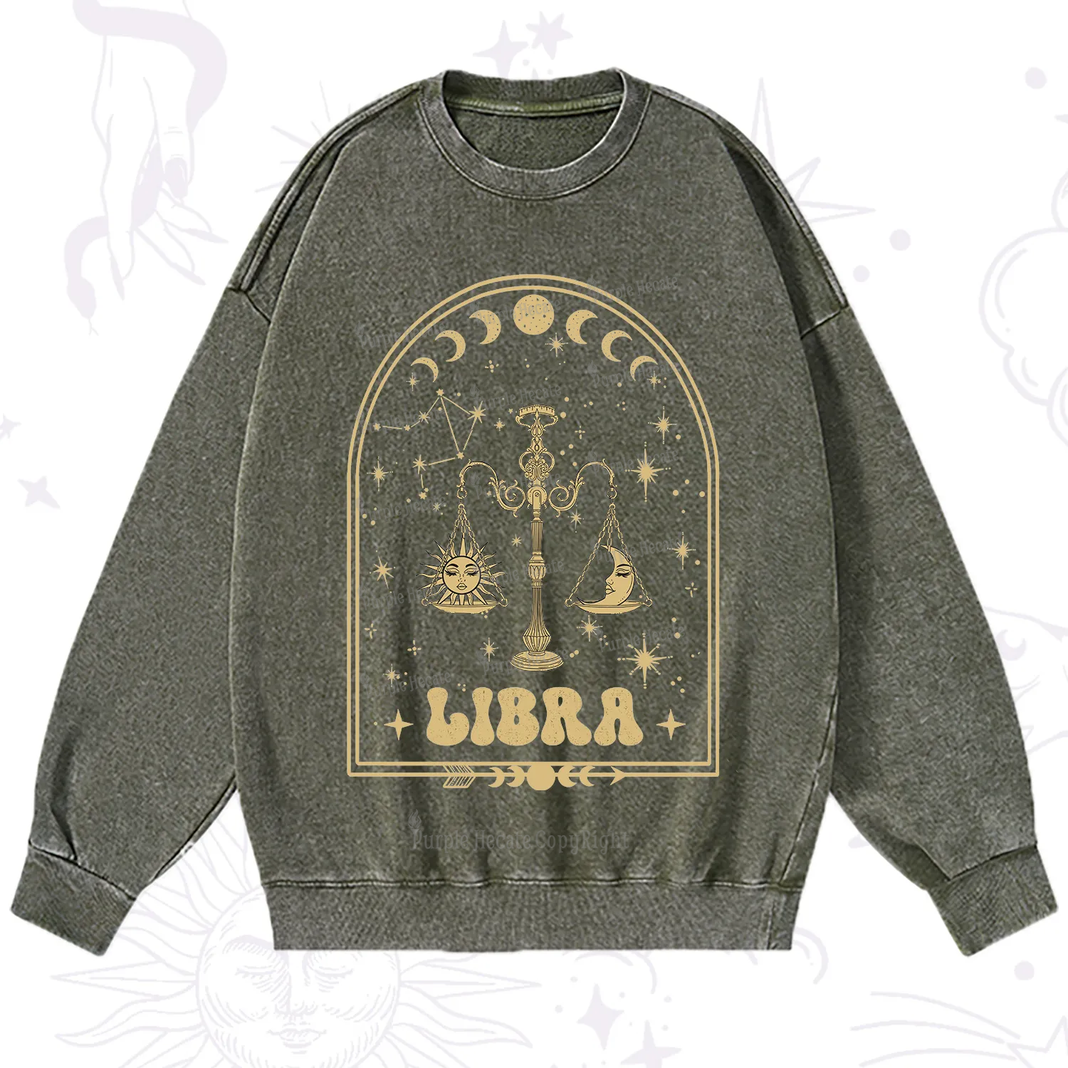 Purplehecate Zodiac Libra Under the Stars Washed Sweatshirt