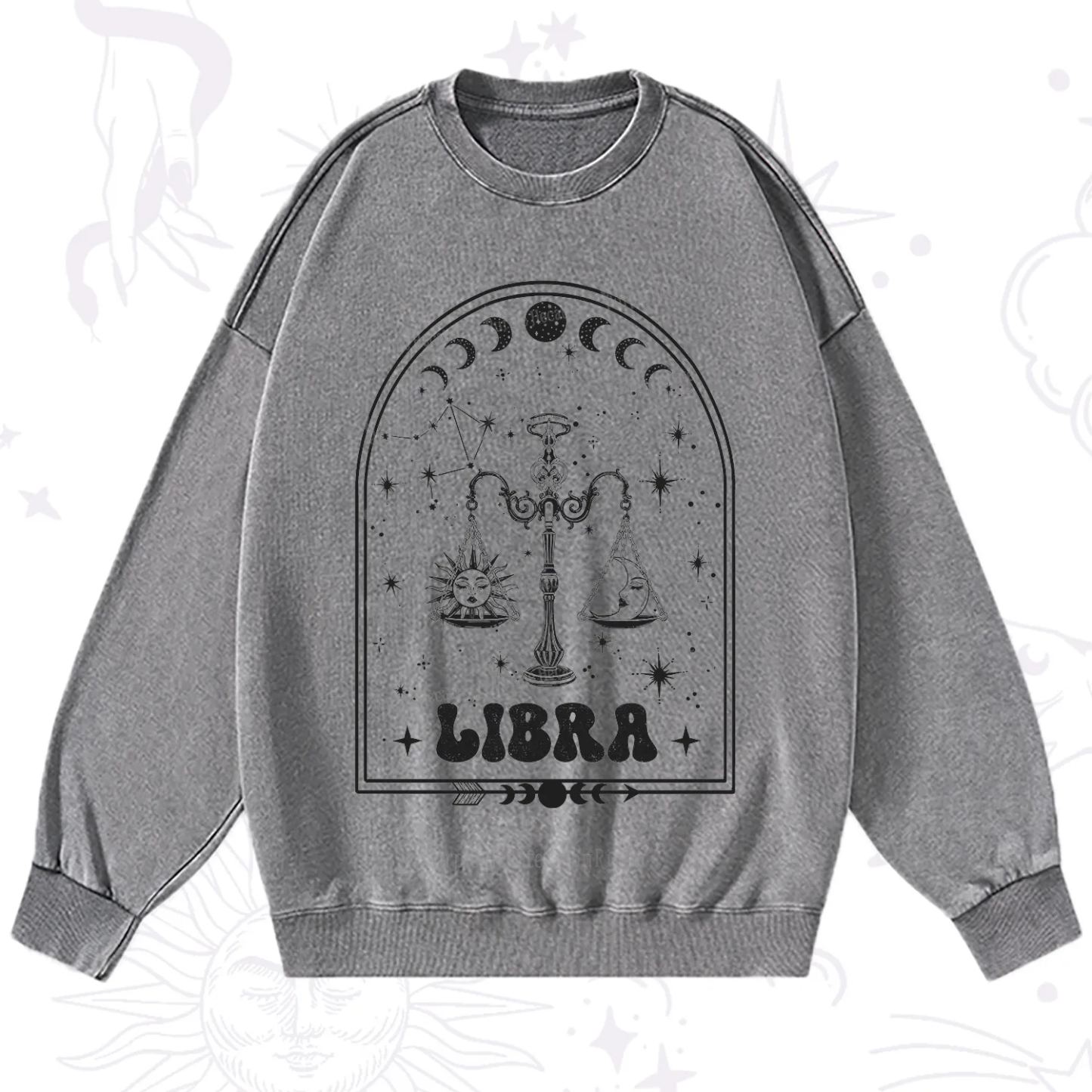 Purplehecate Zodiac Libra Under the Stars Washed Sweatshirt