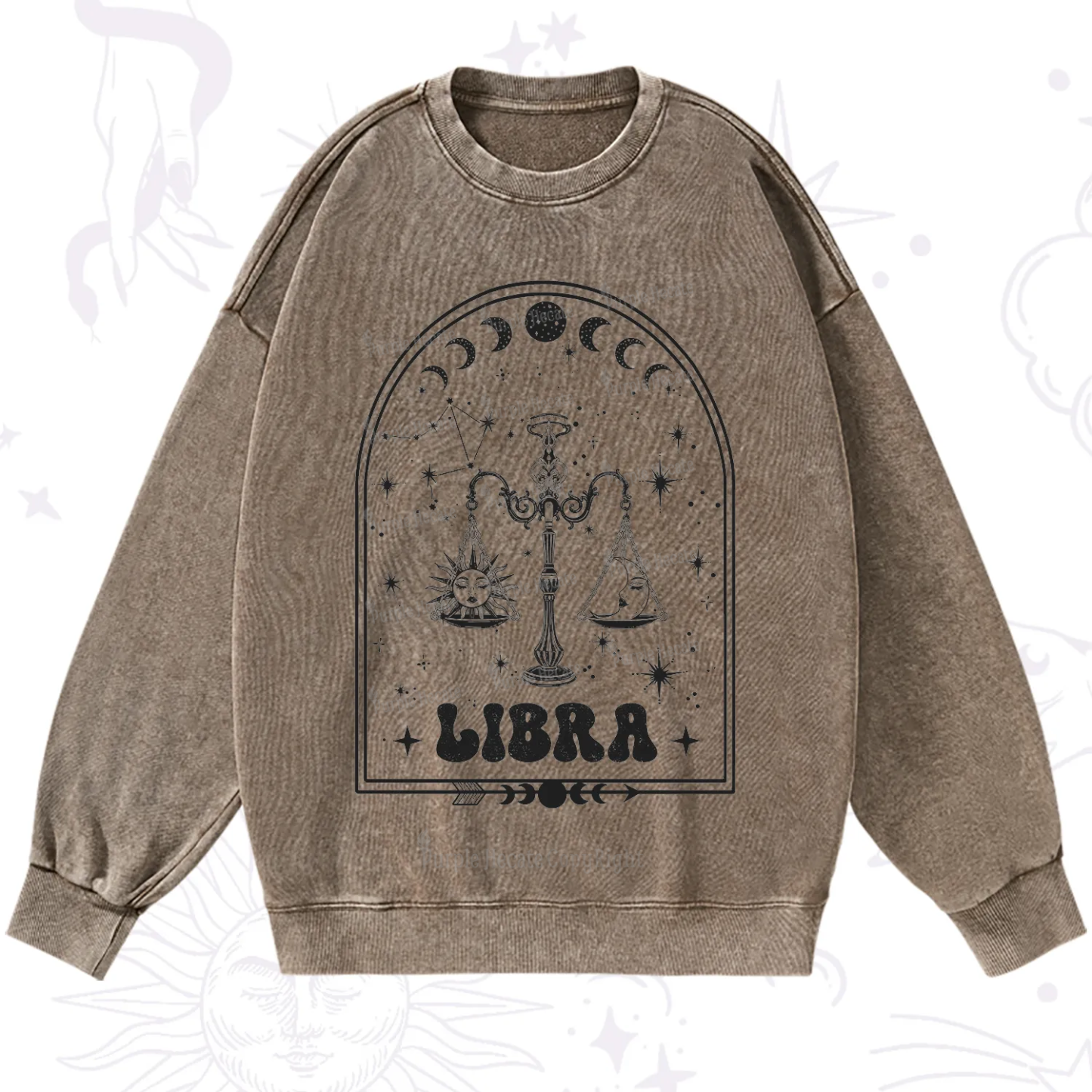 Purplehecate Zodiac Libra Under the Stars Washed Sweatshirt