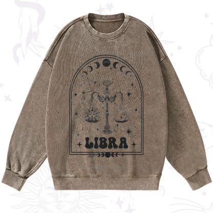 Purplehecate Zodiac Libra Under the Stars Washed Sweatshirt