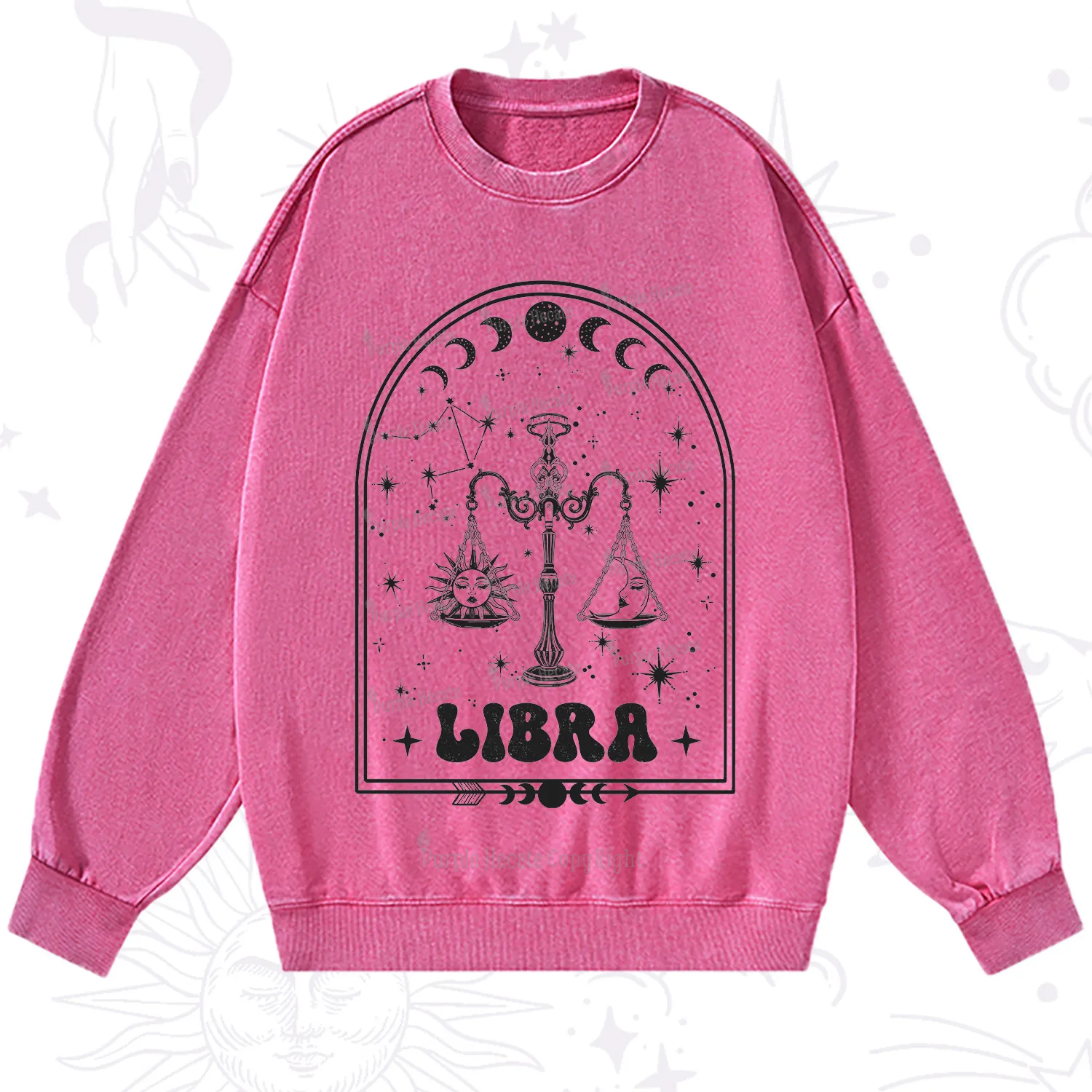 Purplehecate Zodiac Libra Under the Stars Washed Sweatshirt