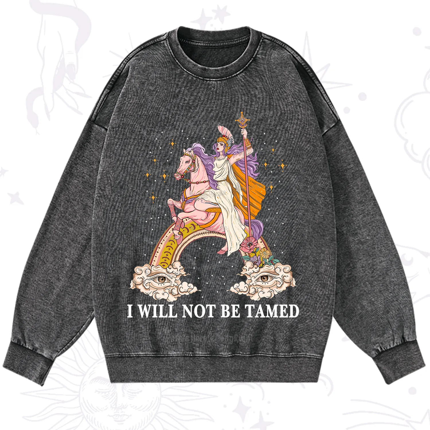 Purplehecate I Will Not Be Tamed Washed Sweatshirt