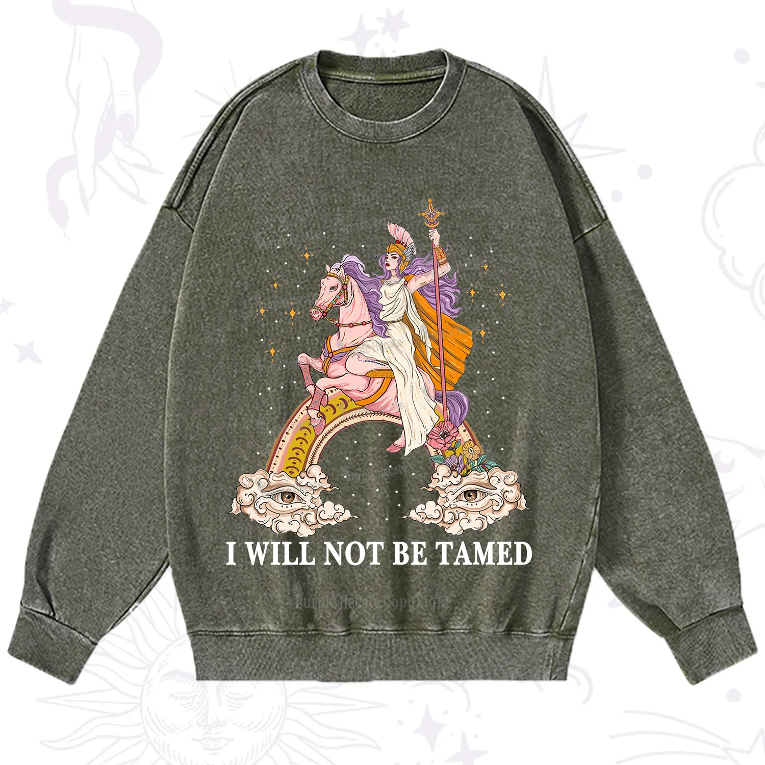 Purplehecate I Will Not Be Tamed Washed Sweatshirt