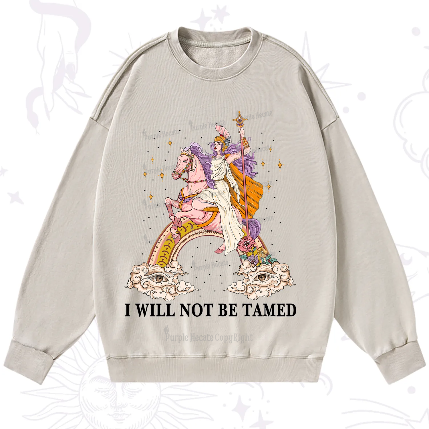 Purplehecate I Will Not Be Tamed Washed Sweatshirt