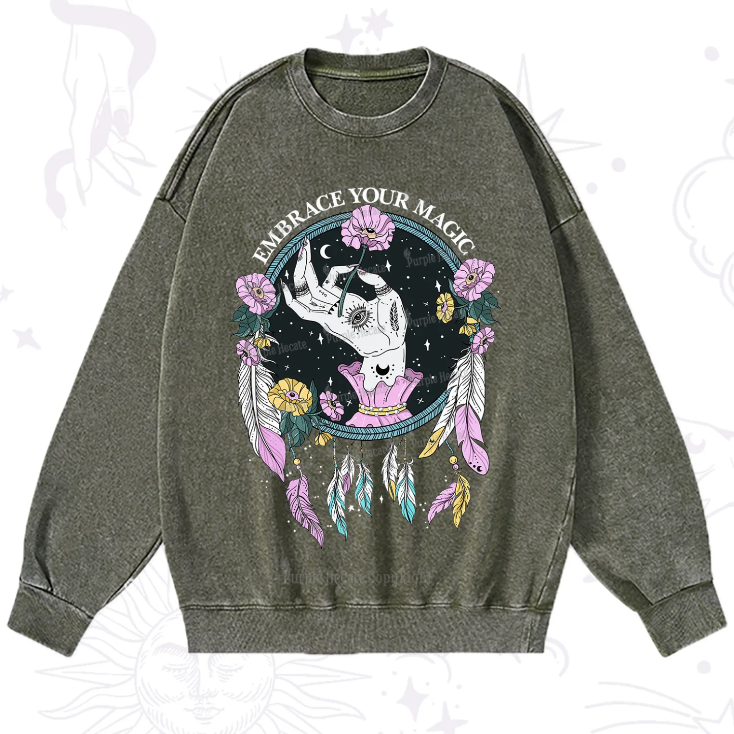 Purplehecate Embrace Your Magic Washed Sweatshirt