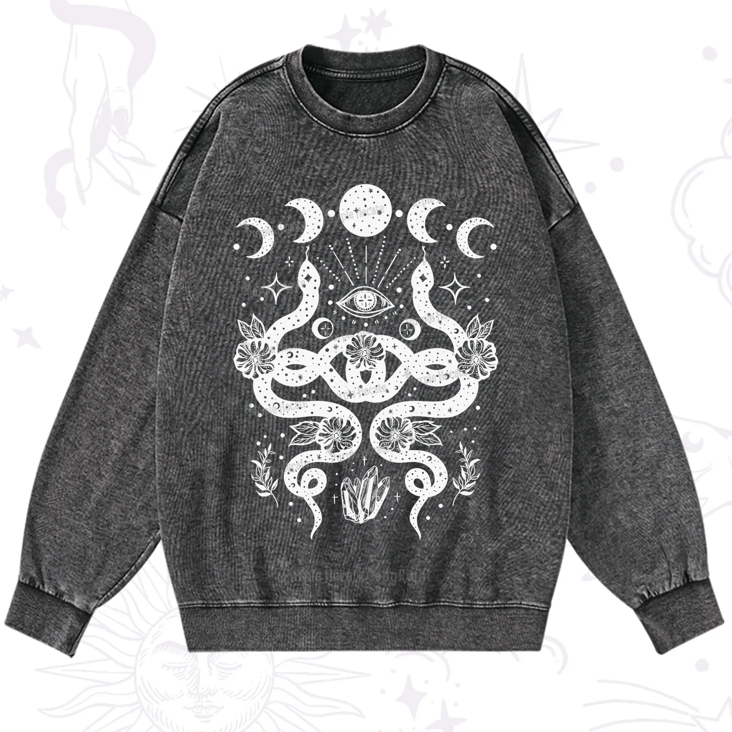 Purplehecate Lunar Serpent Alchemy Washed Sweatshirt