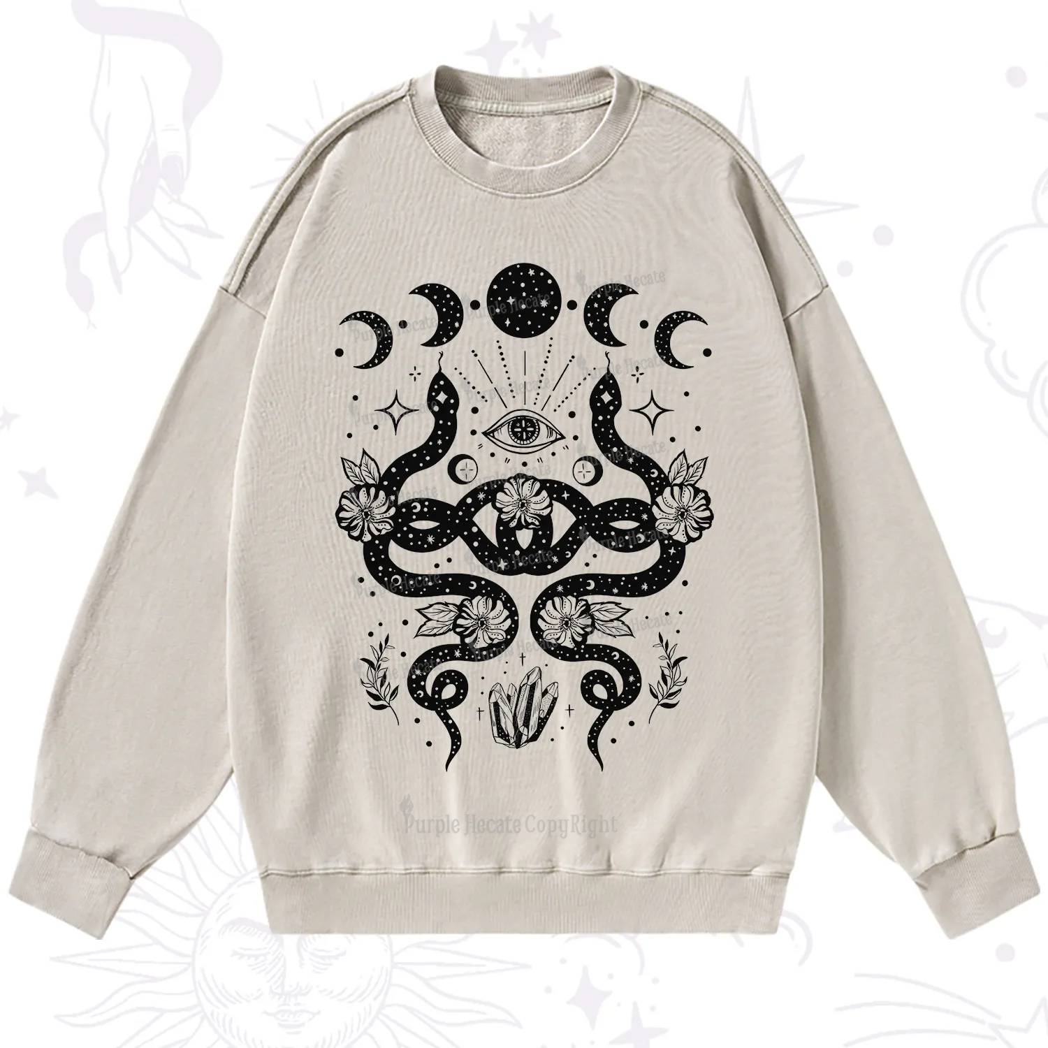 Purplehecate Lunar Serpent Alchemy Washed Sweatshirt