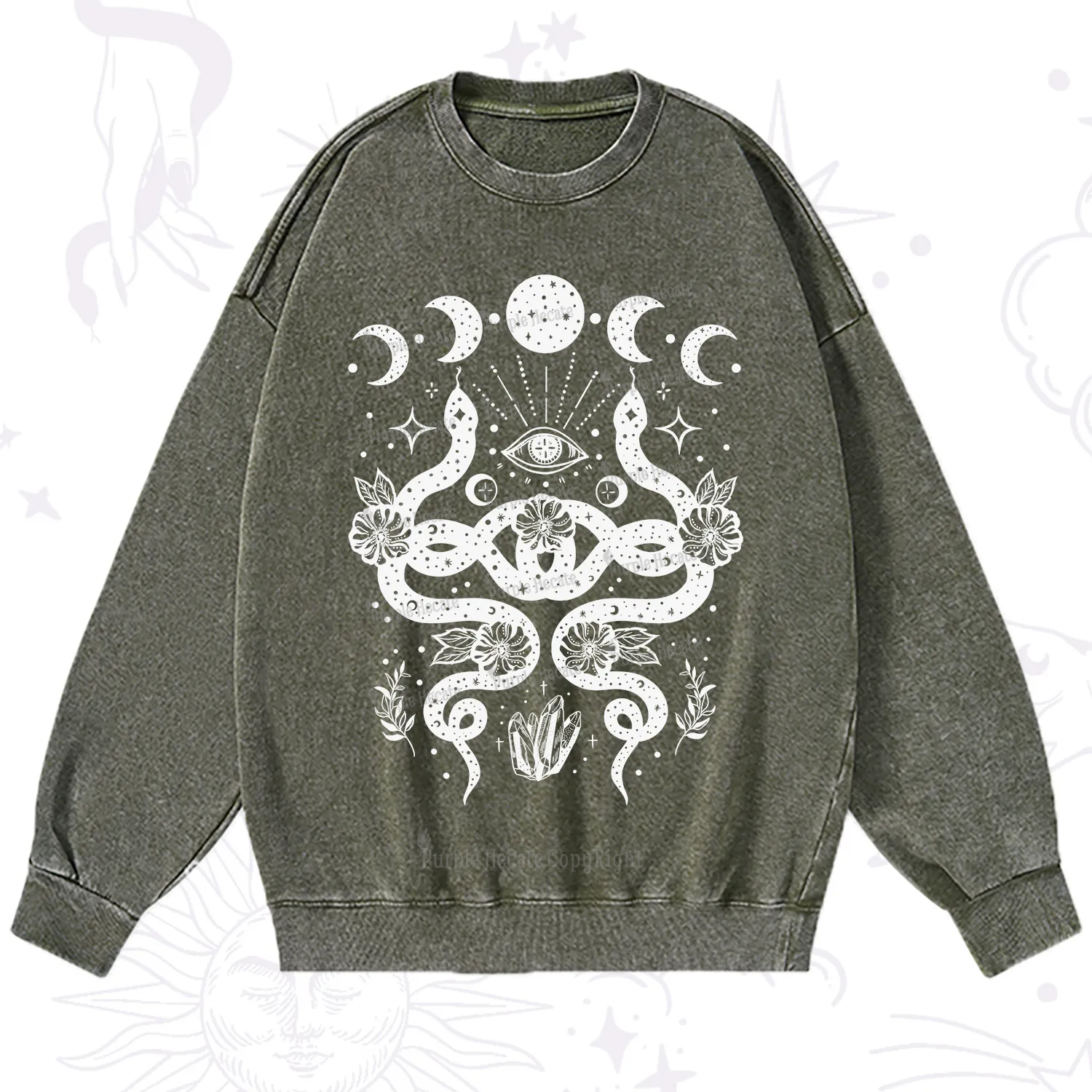 Purplehecate Lunar Serpent Alchemy Washed Sweatshirt