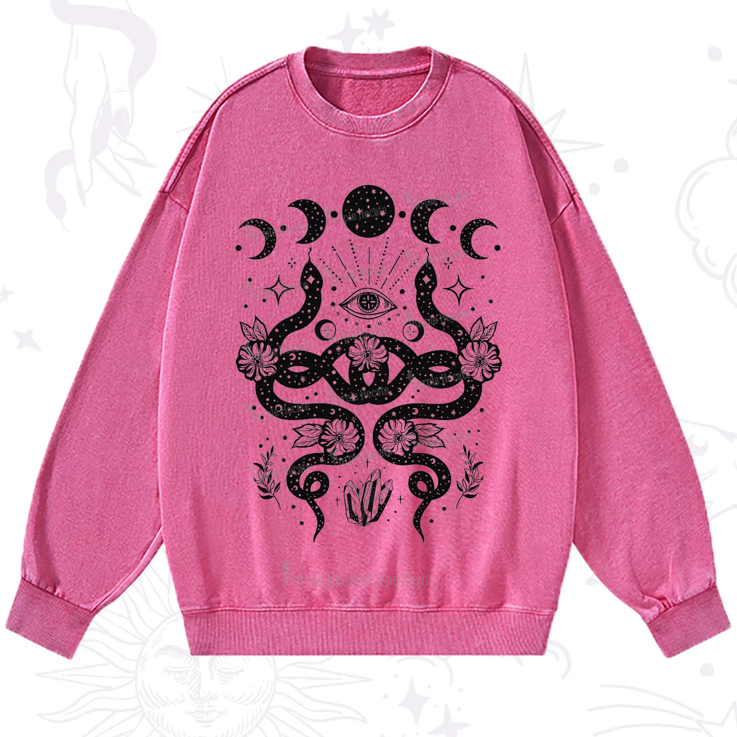 Purplehecate Lunar Serpent Alchemy Washed Sweatshirt