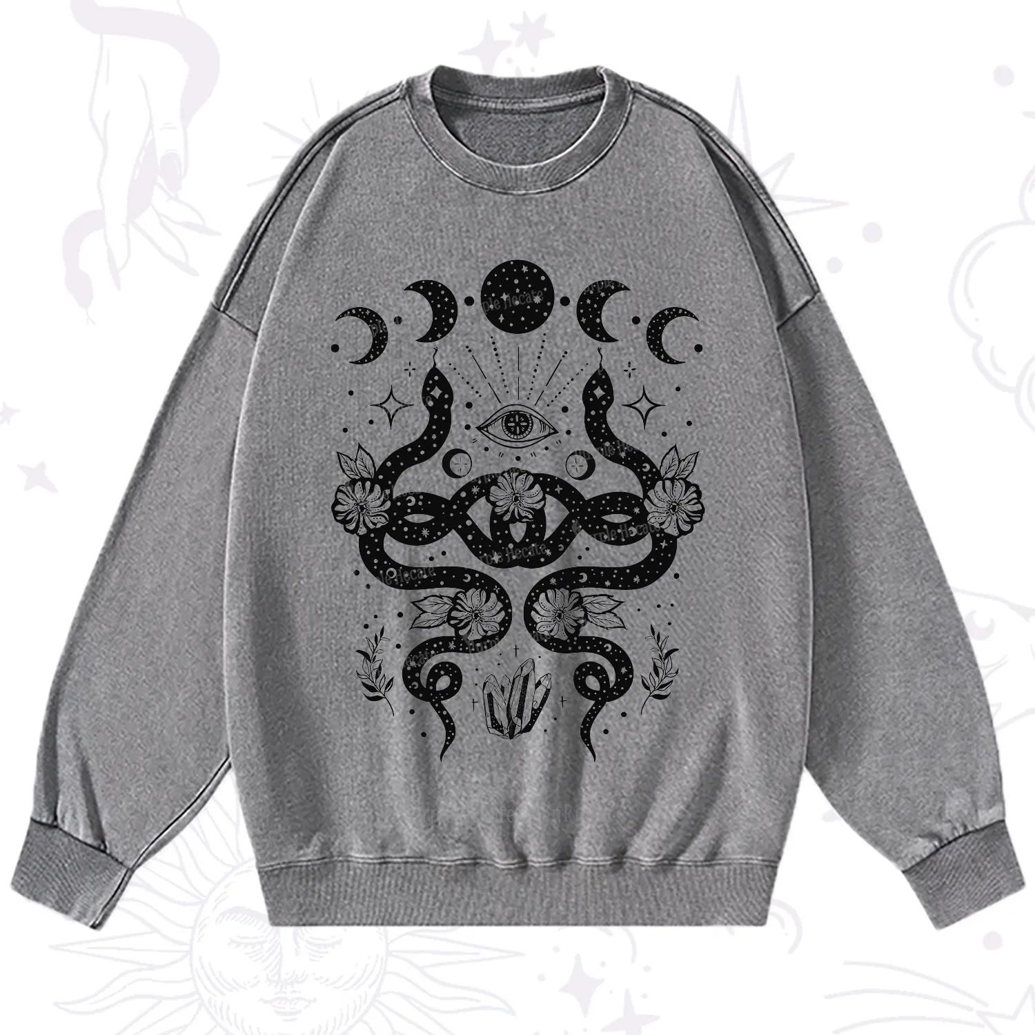 Purplehecate Lunar Serpent Alchemy Washed Sweatshirt