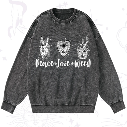 Purplehecate Peace Love Weed Washed Sweatshirt