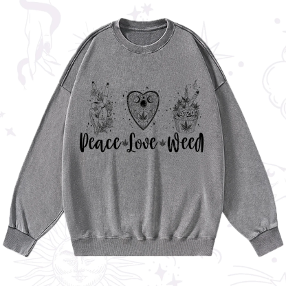 Purplehecate Peace Love Weed Washed Sweatshirt